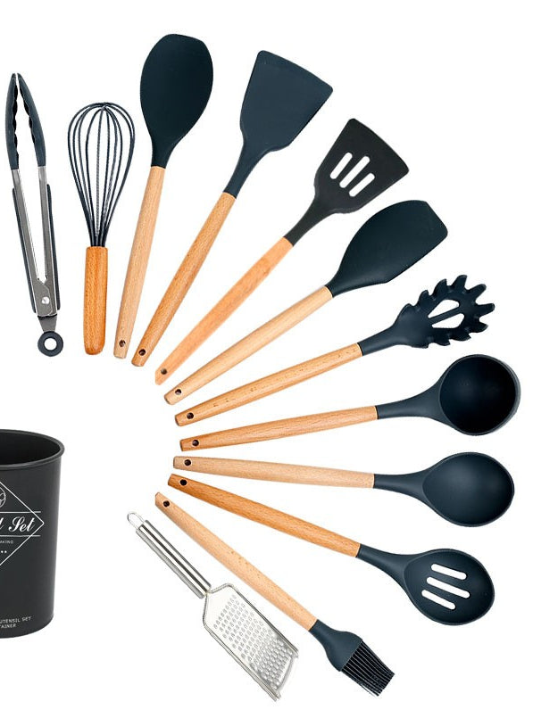 34-piece set of silicone shovel high-temperature-resistant household stir-frying shovel pot shovel kitchenware set soup spoon