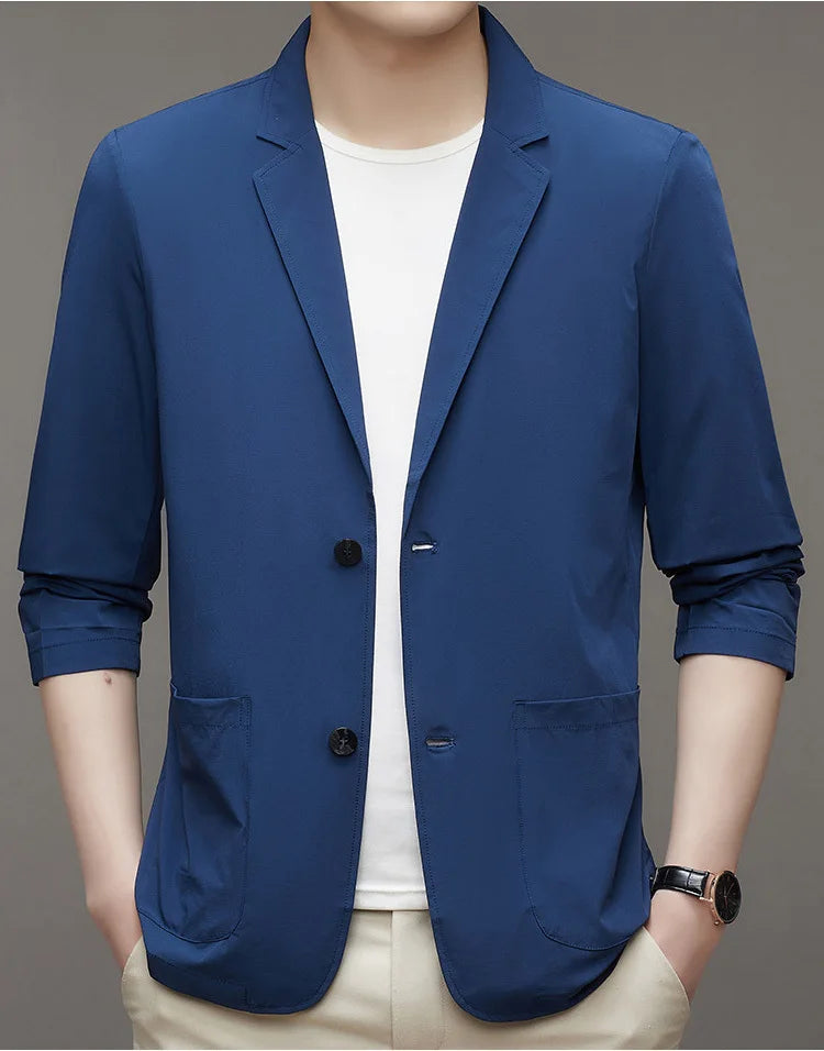 Korean Men's Suit Male Casual Slim Fit Business Jacket Spring Autumn Anti-Wrinkle Versatile Ultra-Thin Breathable High-Elastic