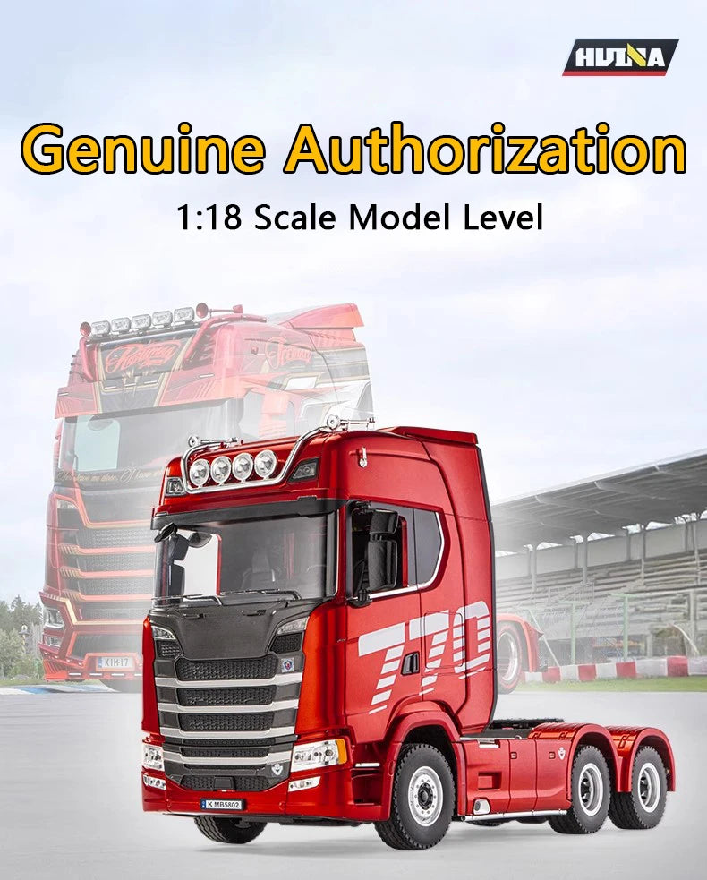 HUINA 1501 770S Alloy Tractor 19CH RC Truck 1/18 2.4G remote control Engineering Trailer Truck with Light and Sound Toys