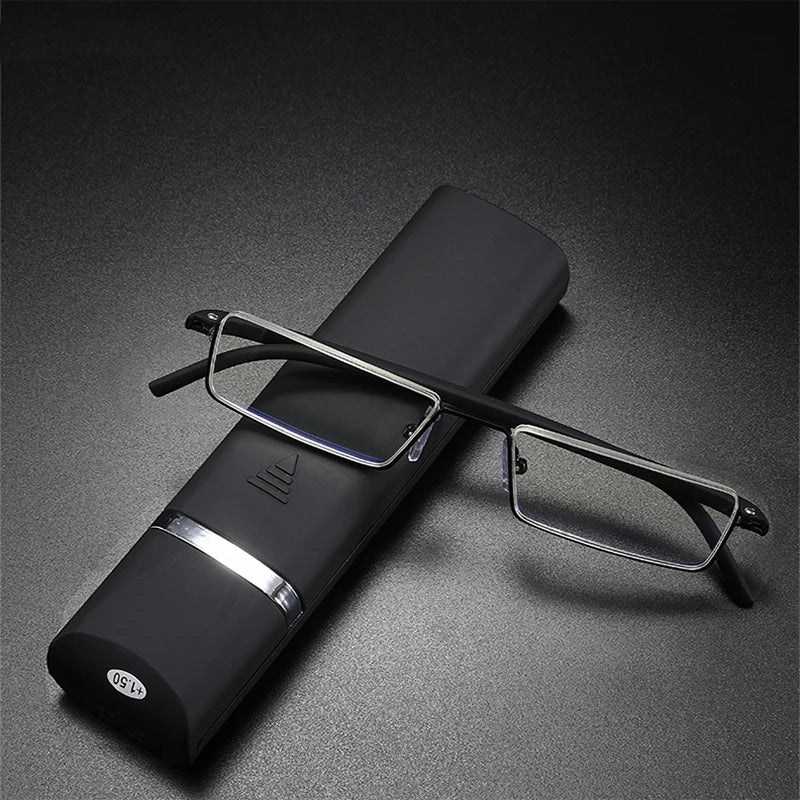 May Flower TR90 Presbyopic Glasses Man Blue Light Reading Glasses Men Metal Square Glasses For Sight Plus Lenses +1.75+2.25+2.75