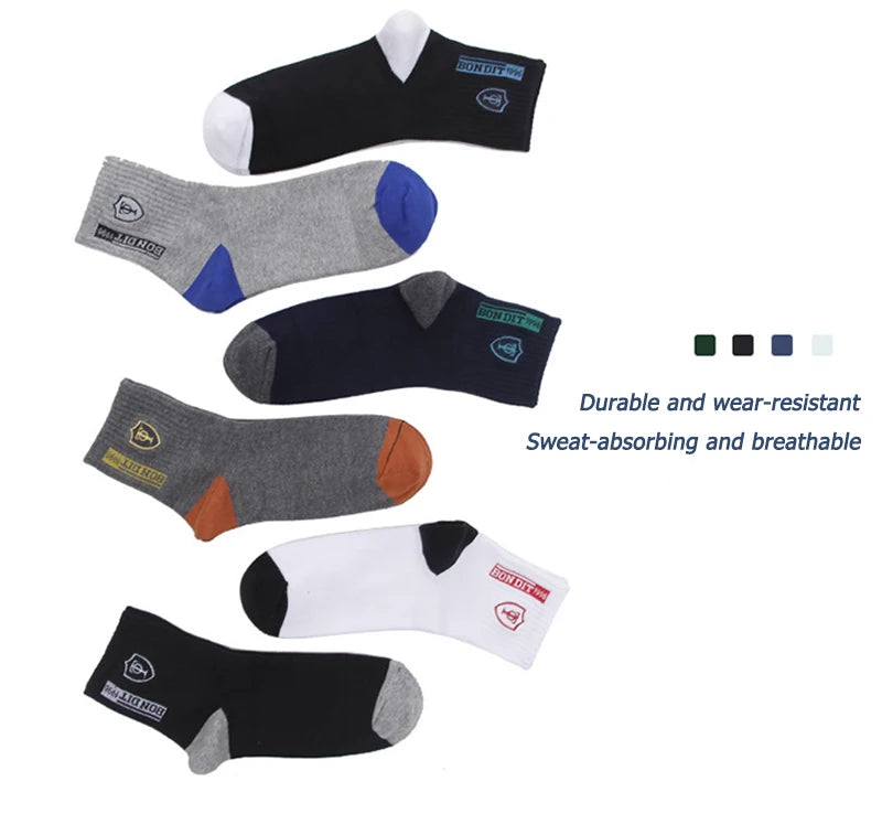 5 Pairs Apring And Fall Mens Sports Socks Summer Leisure Sweat Absorbent Comfortable Thin Breathable Basketball Meias EU 38-47