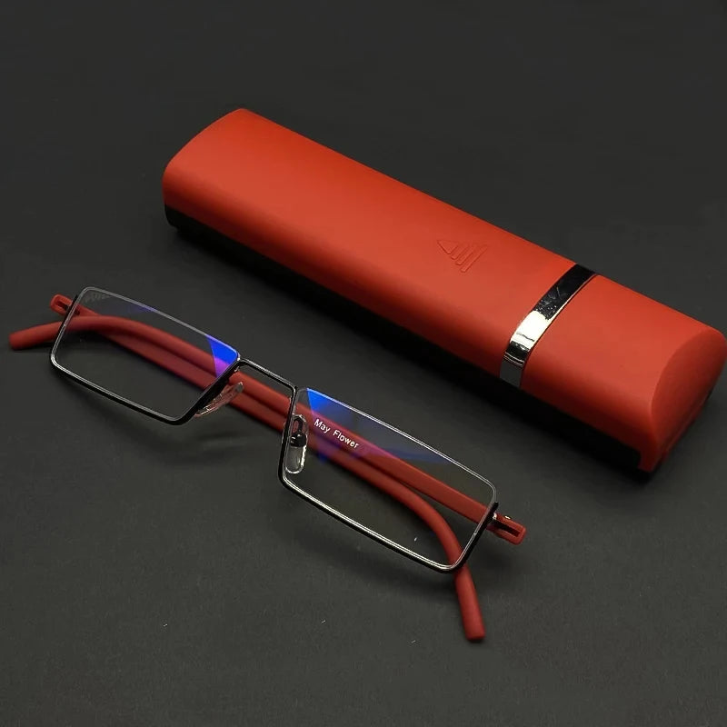 May Flower TR90 Presbyopic Glasses Man Blue Light Reading Glasses Men Metal Square Glasses For Sight Plus Lenses +1.75+2.25+2.75