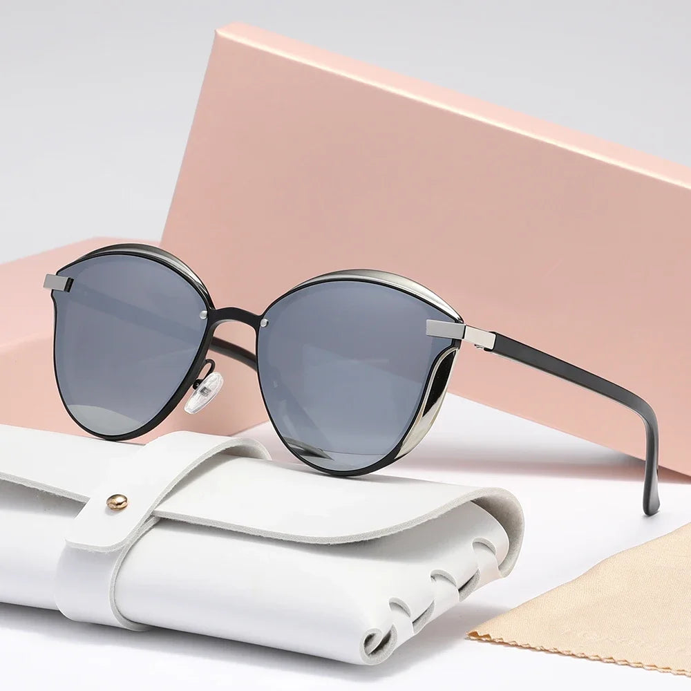 New Style Polarized Sunglasses For Women Catmore Round Sun Glass Ladies Woman Eyewear Accessory UVAB Protection