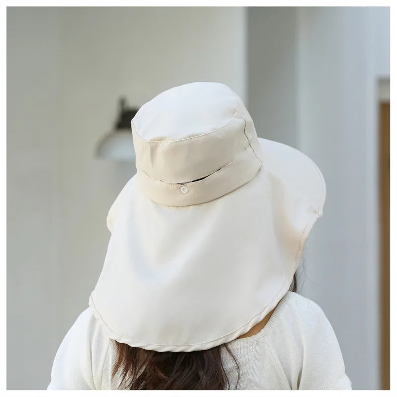 Outdoor Sun Bucket Hat for Women Girls Fishing Hat Wide Brim Bucket Hat with Neck Cover 50+ UPF Protection Safari Cap