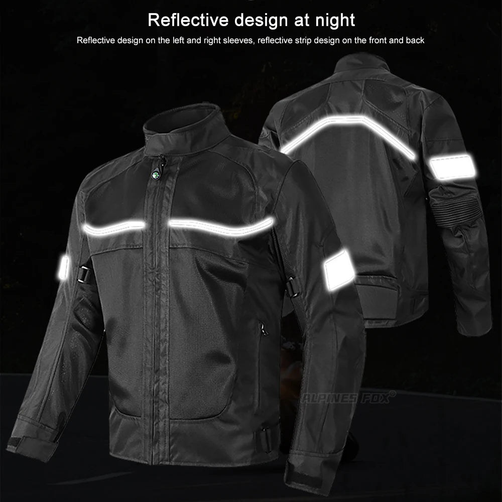 Vemar Summer Men Motorcycle Jacket Motocross Protective Gear Jacket Coat Male Racing Reflective Oxford Clothing Motorbike Jacket