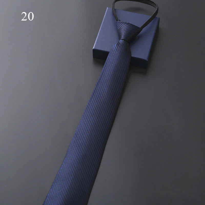 Lazy Zipper Men's Tie Business Formal Dress Wear Stripe Solid Color Zipper Necktie Wholesale Gifts for Men Slim Skinny Tie