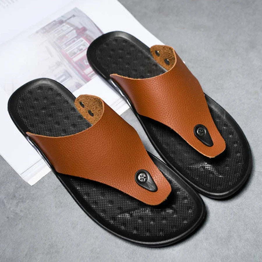 YRZL Summer Slippers Men Flip-Flops for Men Beach Slippers Brown Sandals Comfortable Shoes Non-Slip Bathroom Shoes Men Shoes