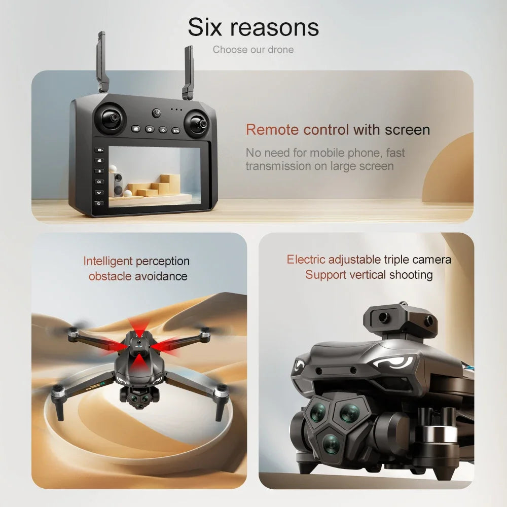 2025 New M33 RC Drone 4K Professinal With Wide Angle Triple HD Camera Foldable RC Helicopter WIFI FPV Height Hold Apron Sell