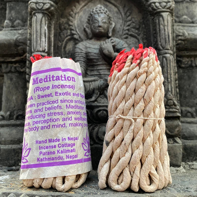 40Pcs Handmade Nepal Rope Aromatherapy Traditional White Sage Cedar Sandalwood Burning Rope Fragrance for Yoga Meditation