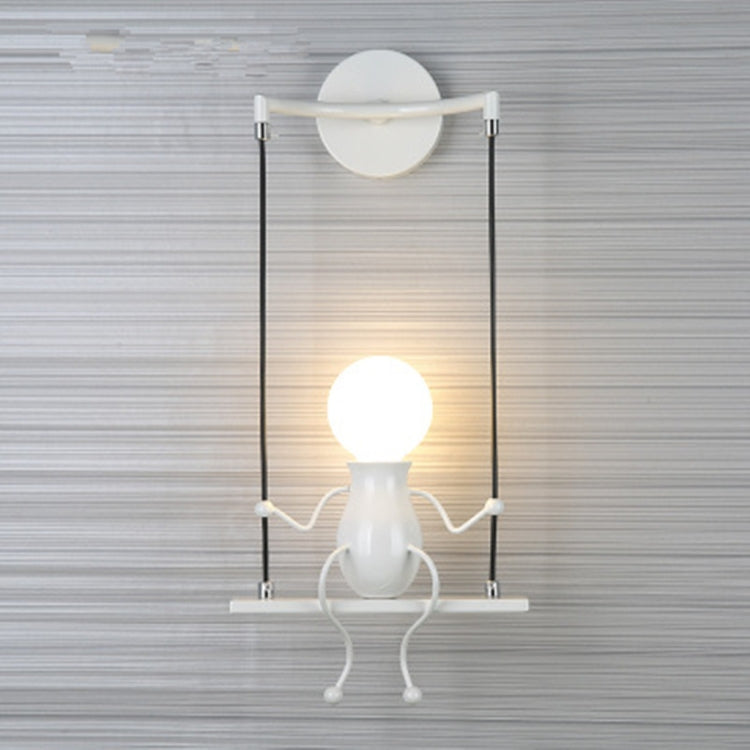 E27 LED Personality Creative Retro Wrought Iron Villain Wall Lamp without Bulb, White, Red, Black