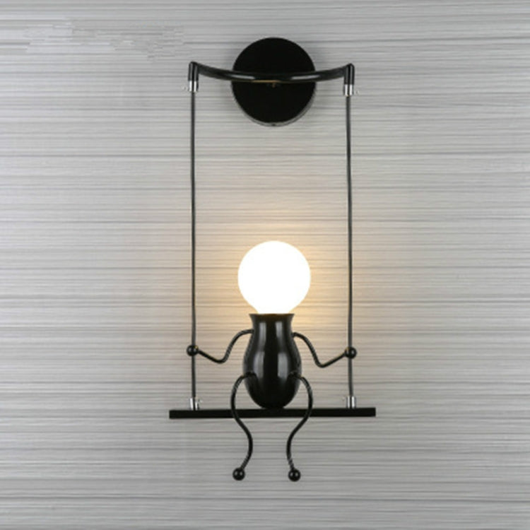 E27 LED Personality Creative Retro Wrought Iron Villain Wall Lamp without Bulb, White, Red, Black