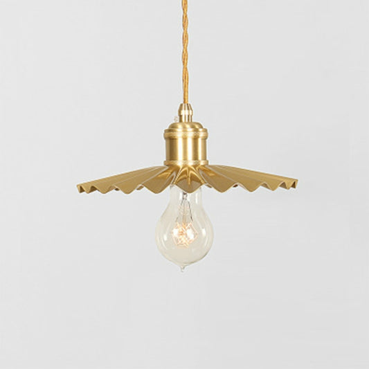 Vintage Nostalgic Brass Pleated Chandelier, with 5W White Light LED Pure Copper Single Head, with 5W Warm White Light LED Pure Copper Single Head, with 5W Three-Color Light LED Pure Copper Single Head, without Light Source Pure Copper Single Head
