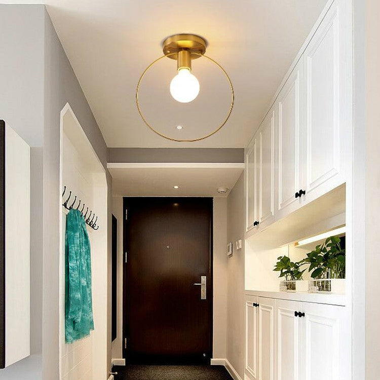 Simple Modern Aisle Copper Lamp, without Light Source, with 5W Warm White Light, with 5W White Light, with 5W Three-color Light