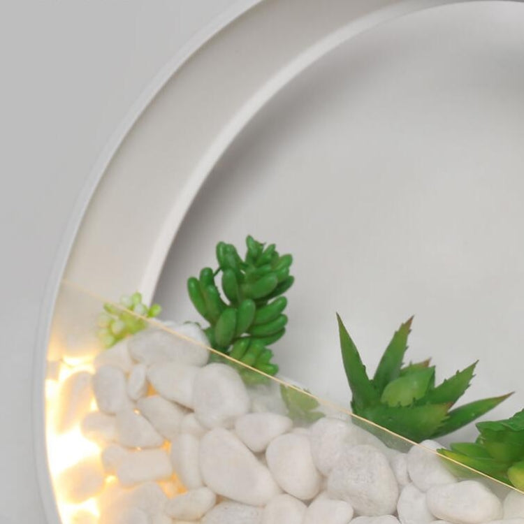 Living Room Background Wall Bedroom Bedside Round Succulent Garden Decorative Wall Lamp, 20 x 5 cm, 30 x 5 cm