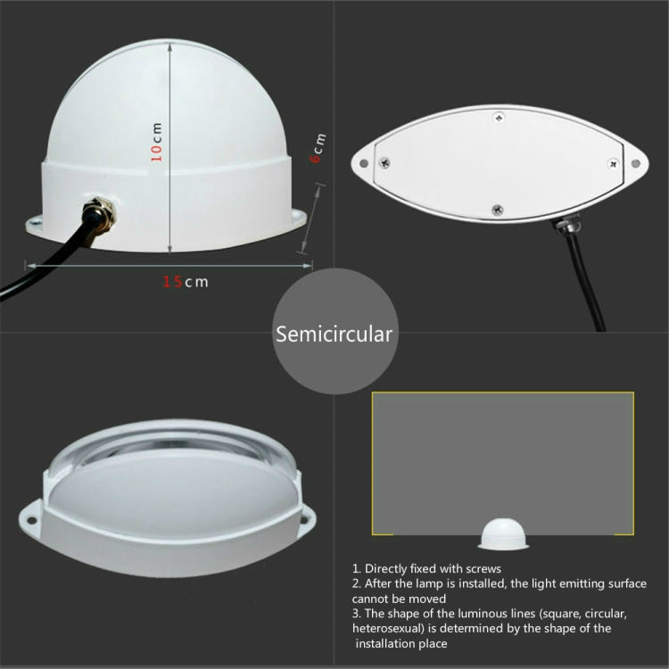 LED Door Frame Corridor Window Wall Spotlight, White, Black, Semicircle