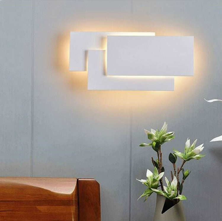 Creative Simple Bedroom Bedside Living Room Restaurant Hotel Study Hall Corridor Aisle Light LED Tower Stack Wall Lamp, Black circle 18W, White circle 18W, Black square 18W, White square 18W