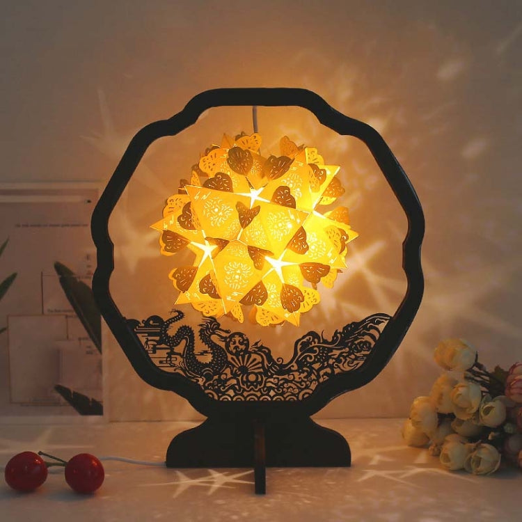 Paper Art Light And Shadow Paper Carving Lamp DIY Handmade Creative Small Table Lamp, Round-shaped, Fan-shaped, Arc-shaped