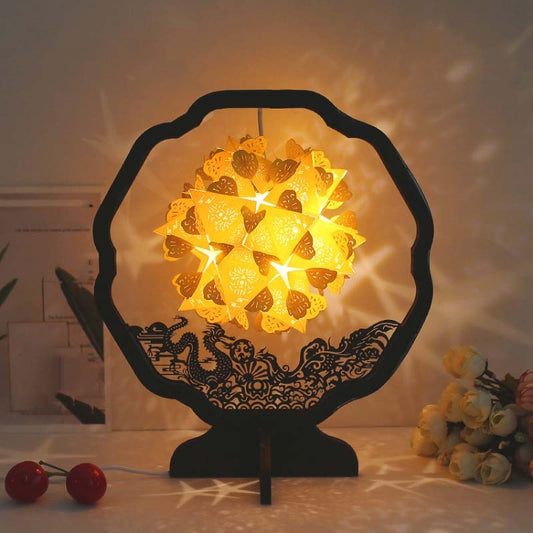 Paper Art Light And Shadow Paper Carving Lamp DIY Handmade Creative Small Table Lamp, Round-shaped, Fan-shaped, Arc-shaped