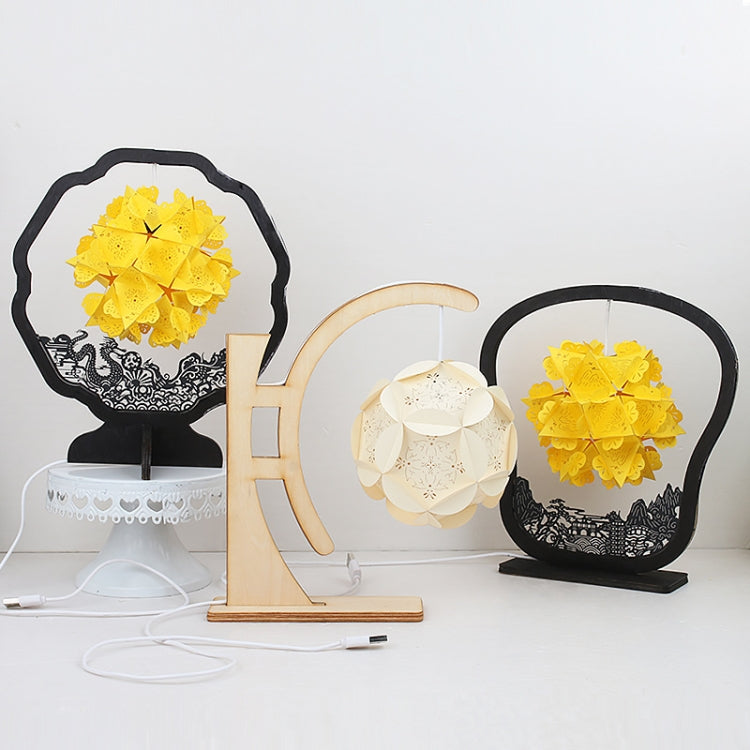 Paper Art Light And Shadow Paper Carving Lamp DIY Handmade Creative Small Table Lamp, Round-shaped, Fan-shaped, Arc-shaped