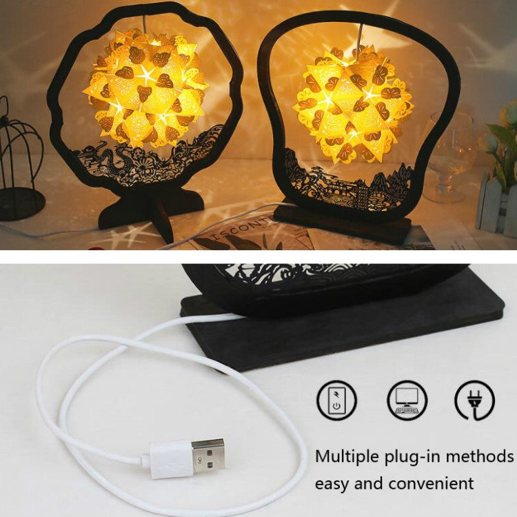 Paper Art Light And Shadow Paper Carving Lamp DIY Handmade Creative Small Table Lamp, Round-shaped, Fan-shaped, Arc-shaped