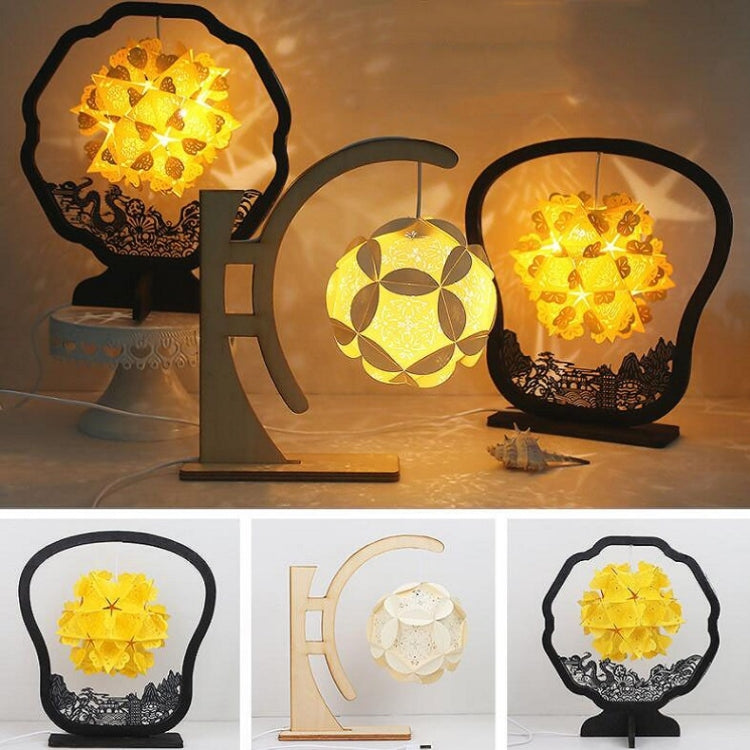 Paper Art Light And Shadow Paper Carving Lamp DIY Handmade Creative Small Table Lamp, Round-shaped, Fan-shaped, Arc-shaped