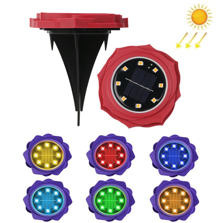 2 PCS 8 LEDs Solar Petals Buried Lamp Waterproof Garden Lawn Light, Specification:, Purple Lily (White Light), Purple Lily (Warm Light), Purple Lily (Colorful Light), Red Rose (White Light), Red Rose (Warm Light), Red Rose (Colorful Light)�������������...