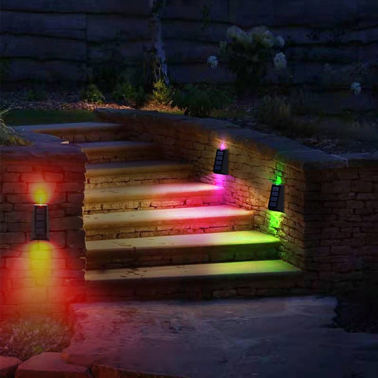 2 PCS N771 Solar Wall Light Up And Down Lights Outdoor Wall Lights Garden Light, Colorful Light, Warm+White Light