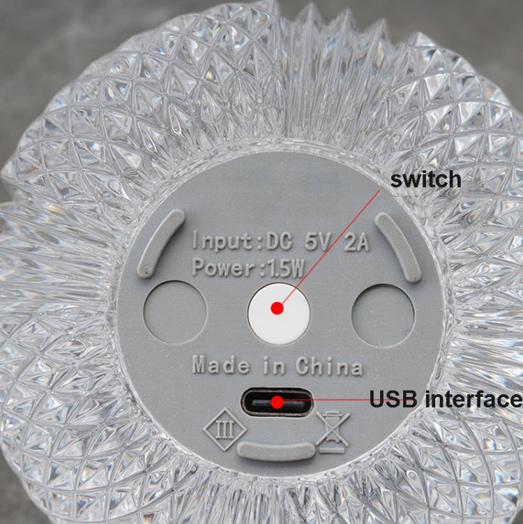 Crystal Ball Small Table Lamp USB Acrylic Night Light, MT2 80 x 80mm, MT1  110 x 110mm