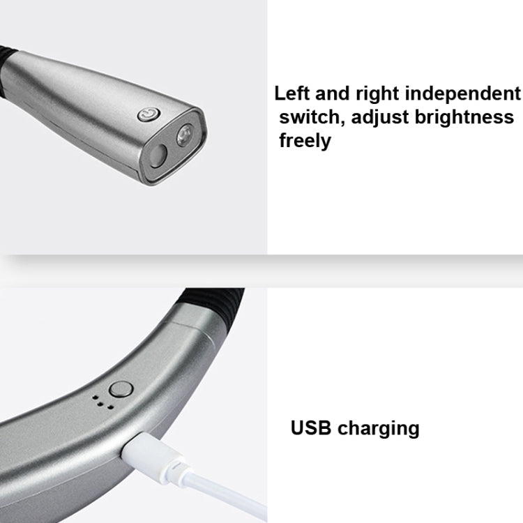 LED Hanging Neck Light Universal Hose Eye Protection Reading Light, Space Silver, Elegant Black