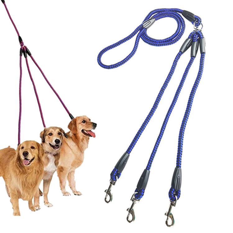 140cm 3 In 1 Leash Multi-head Dog Walking Rope, 140cm 3 In 1 Rose Red, 140cm 3 In 1 Blue, 140cm 3 In 1 Red