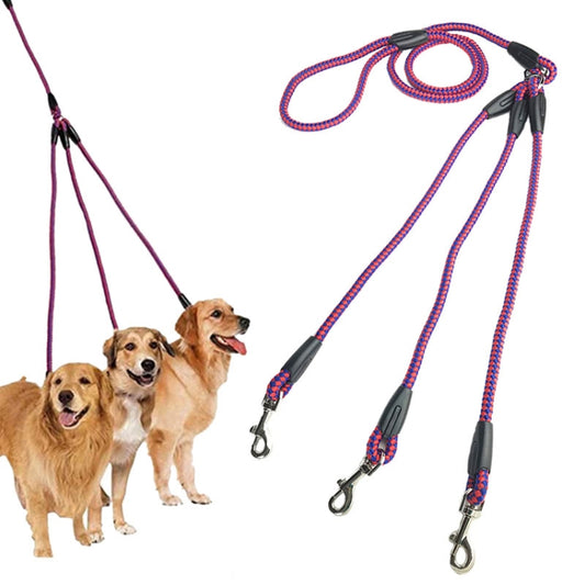 140cm 3 In 1 Leash Multi-head Dog Walking Rope, 140cm 3 In 1 Rose Red, 140cm 3 In 1 Blue, 140cm 3 In 1 Red