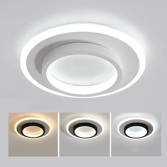20W 3-color Dimming Aisle Light LED Entrance Corridor Cloakroom Ceiling Light, White Circle, White Square, Black Circular, Black Square