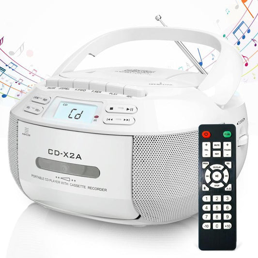 X2A Portable Cassette Player Stereo Bluetooth AM/FM/MP3 Music CD Player Tape Recorder, US Plug, EU Plug, UK Plug, AU Plug
