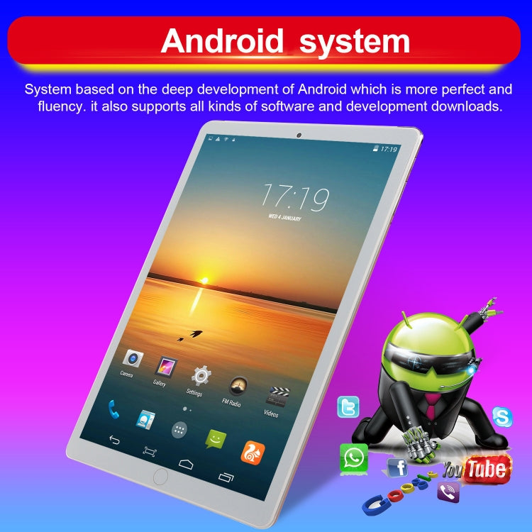 Android 7.0 MTK6735 Quad-core ARM Cortex A53 1.3GHz, Support WiFi / Bluetooth / GPS, EU Plug, 2GB+16GB EU Plug