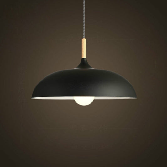 40W 35cm Minimalist Creative Personality Semi-circular Lid Chandelier Wrought Iron Single-head Restaurant Living Room Hotel Lamps, 35cm Black, 35cm White