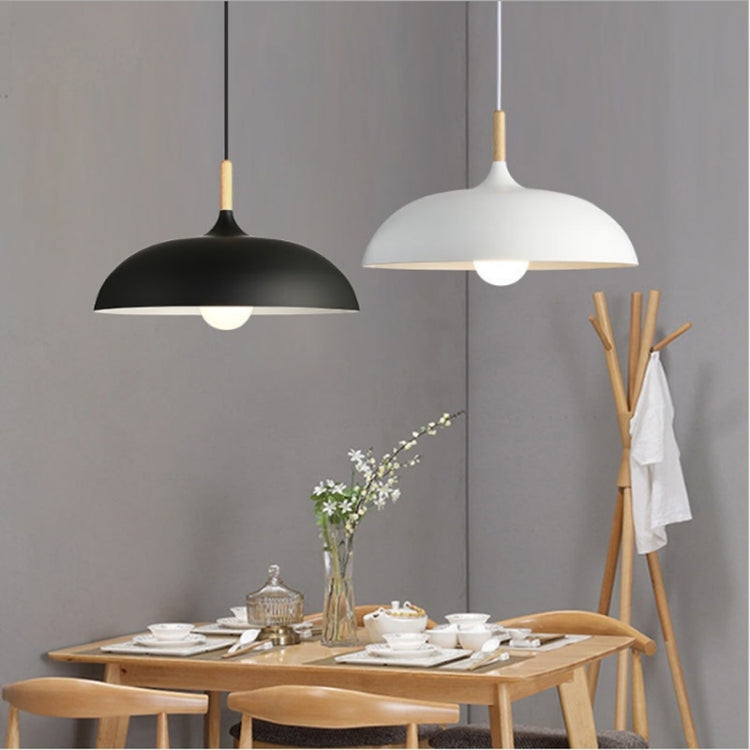40W 35cm Minimalist Creative Personality Semi-circular Lid Chandelier Wrought Iron Single-head Restaurant Living Room Hotel Lamps, 35cm Black, 35cm White