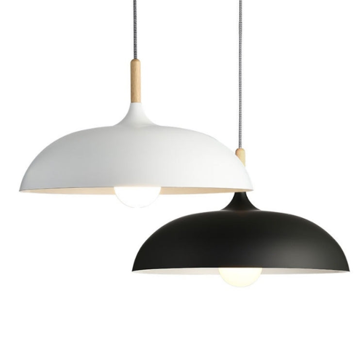40W 35cm Minimalist Creative Personality Semi-circular Lid Chandelier Wrought Iron Single-head Restaurant Living Room Hotel Lamps, 35cm Black, 35cm White