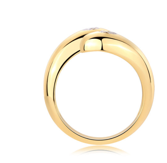 S925 Silver Gold-plated Ring New Moissanite