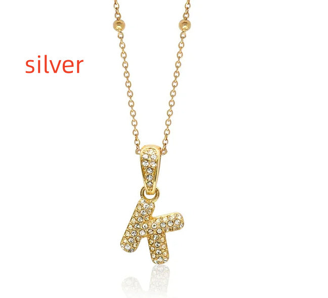 Bubble Initial Sphere Necklace Personalized Initial Necklace Full Zirconia Choker