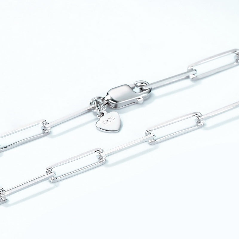S925 Silver Plated Geometric Ellipse Long And Thick Necklace