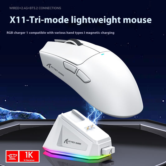 X11 Lightweight Mouse Wired Wireless Bluetooth With RGB Charging Base