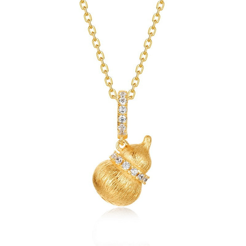 Brushed Calabash Pendent Necklace S925 Silver Plating 10k Gold