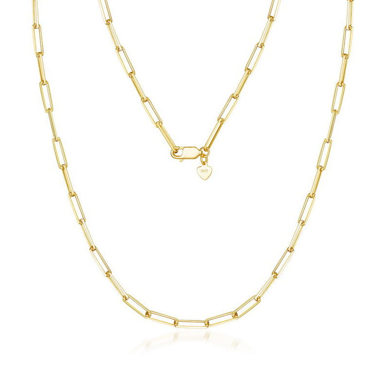 S925 Silver Plated Geometric Ellipse Long And Thick Necklace