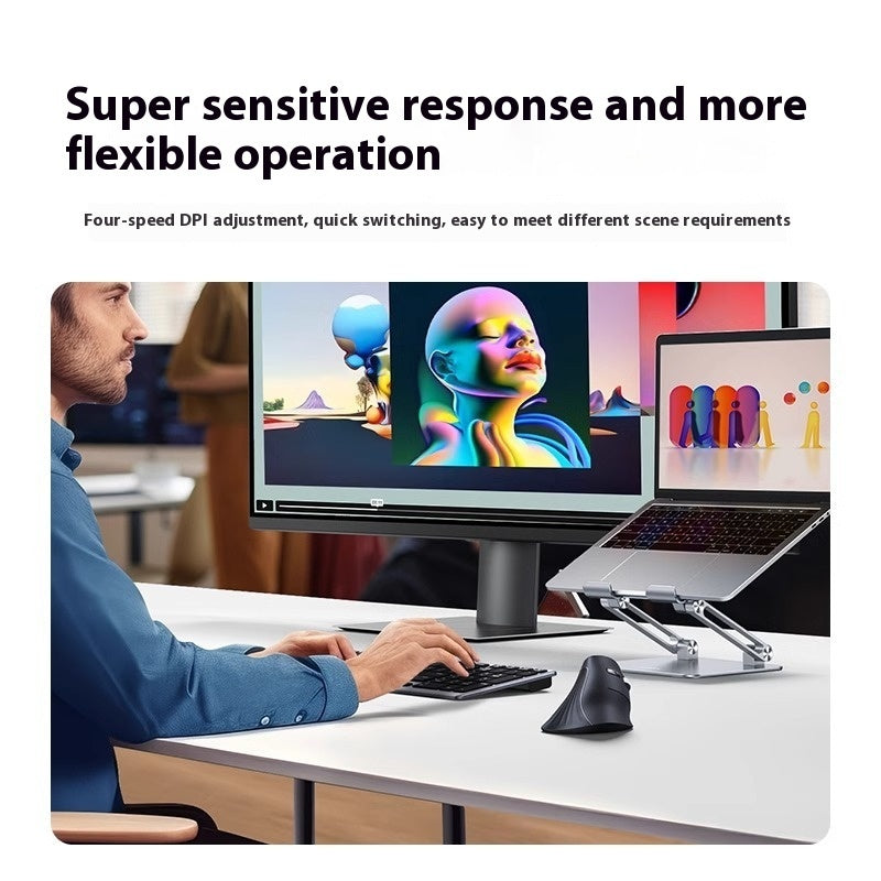 Ergonomic Dual-mode Mute Wireless Bluetooth Vertical Mouse